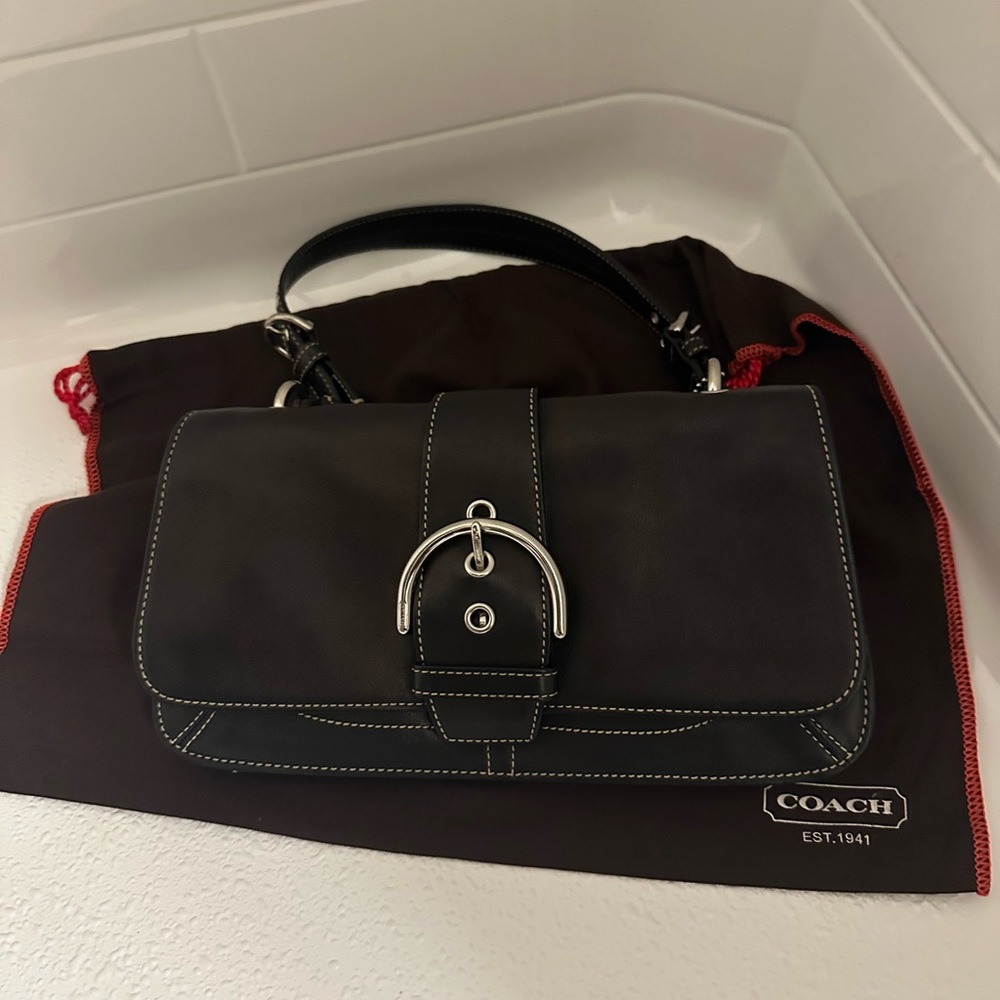 Coach Black Leather Shoulder Bag
